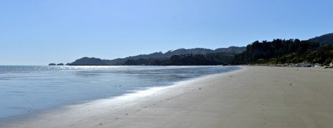Pohara Beack looking towards the boat club and Abel Tasman National Park