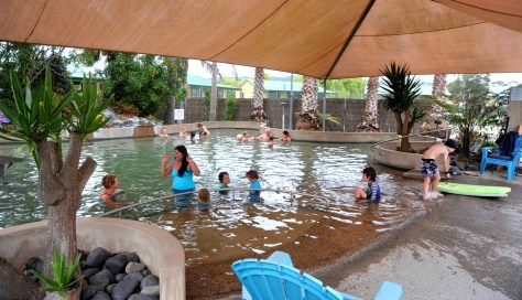 Dethleffs owners and others enjoying the Hit pool this morning.