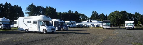 Ardmore Park with Rob & Helens Autotrail and Rafe next door. The Cadet hall behind.