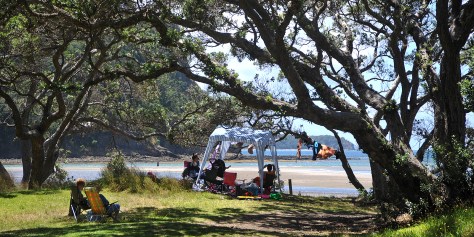 People enjoying the sun