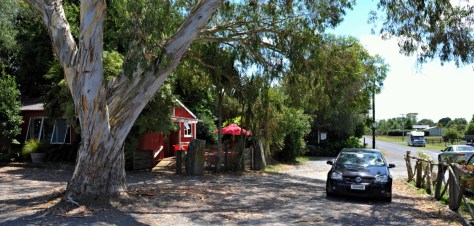 The Red Cherry with Rafe down the road