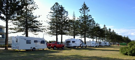 Down on the waterfront. Our friends from Whitianga with the red truck and caravan.