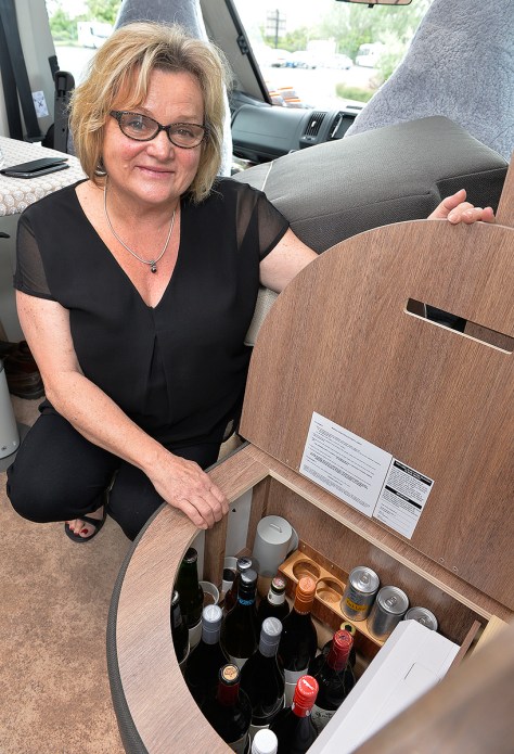 Nolina with the drinks cabinet.