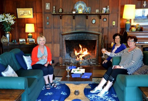 Helen, Fiona and Dianne enjoying the ambience and fire