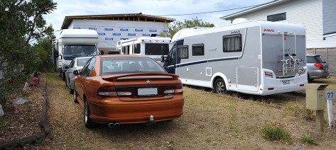 Motorhomes and cars everywhere you look