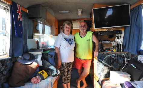 June and Derek in their lounge area