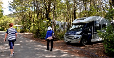 Dianne and Fiona heading back. Rosie can be seen through the trees.